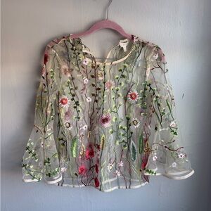 Floral Embroidered Sheer Top